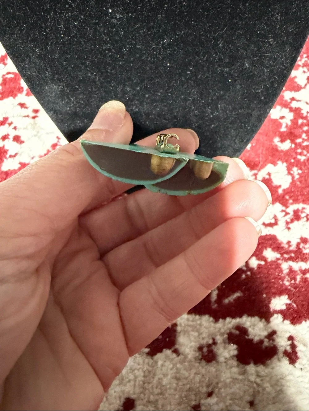 Vintage Festive Bell Brooch with Red Bow